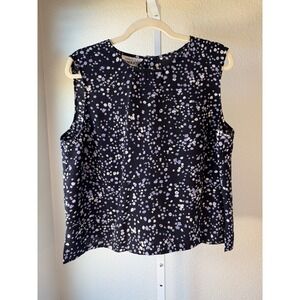 Pendleton Sleeveless Top Women's Size 18 Navy Purple White Dotted Print